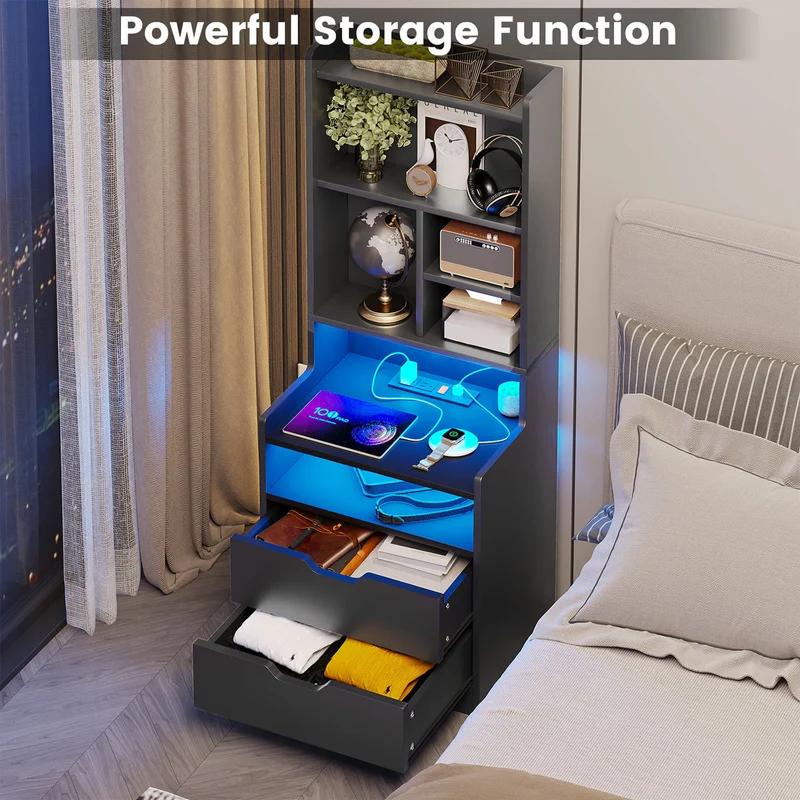 Smart LED Nightstand with Charging Station