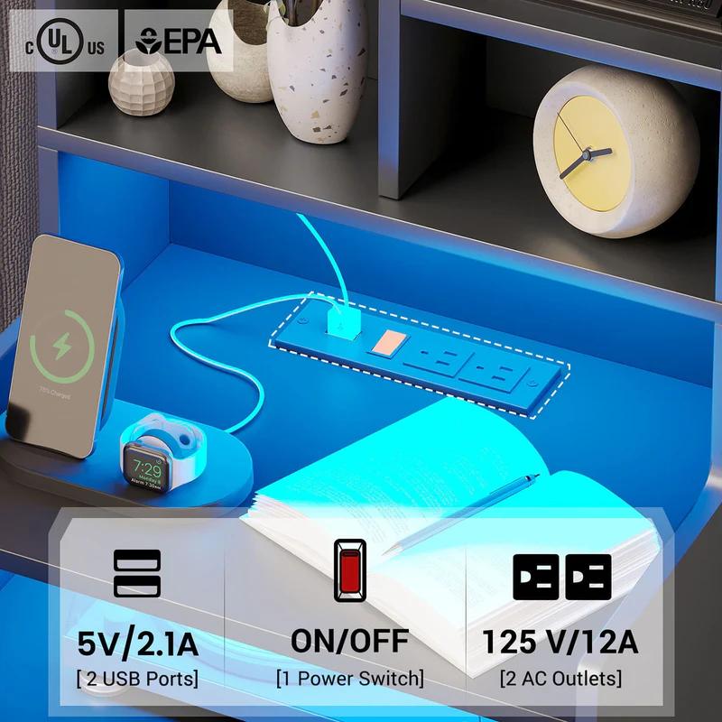 Smart LED Nightstand with Charging Station