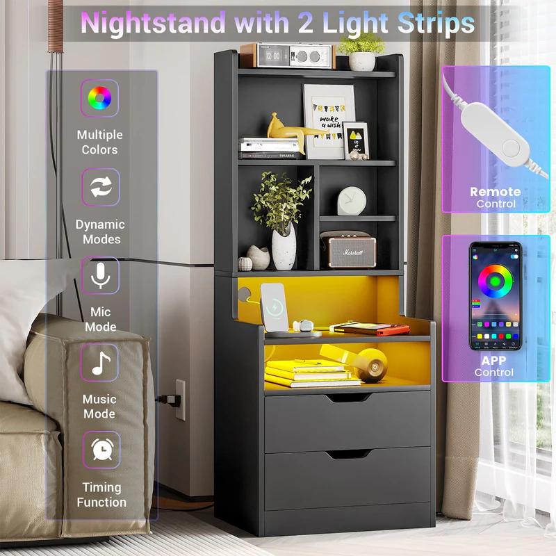 Smart LED Nightstand with Charging Station