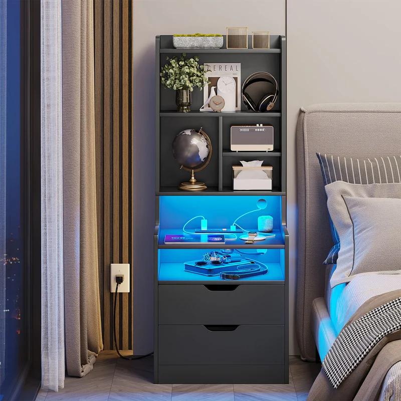 Smart LED Nightstand with Charging Station